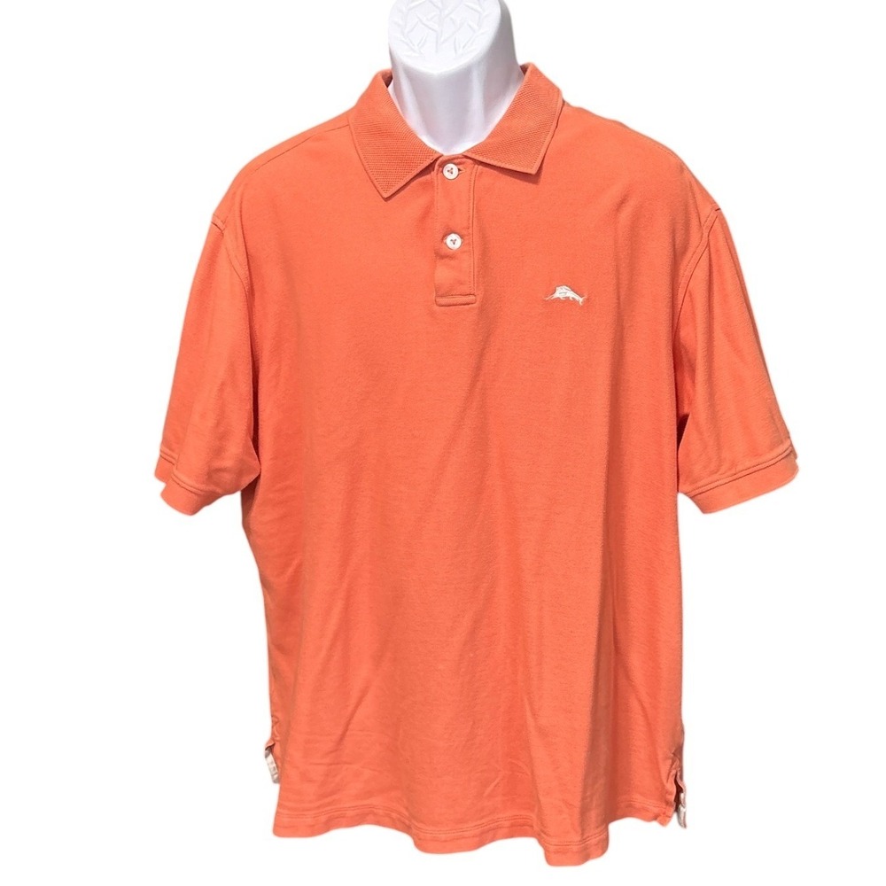 Tommy Bahama Orange Supima Cotton Polo, XL, Colorful, Casual, Preppy, Travel